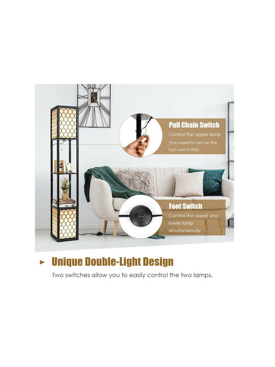 Costway Lampa de podea Î156xL26cm. cu Soclu pentru Bec E27 Negru