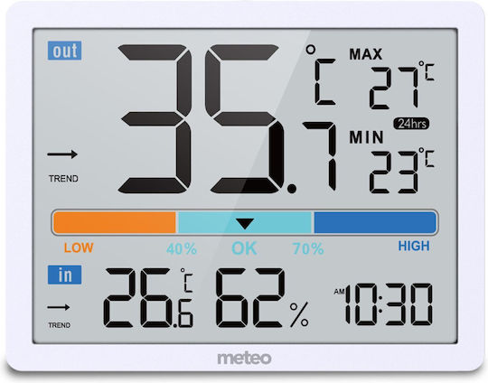Meteo 05SP109 Drahtlos Wetterstation Digital Tischplatte Weiß