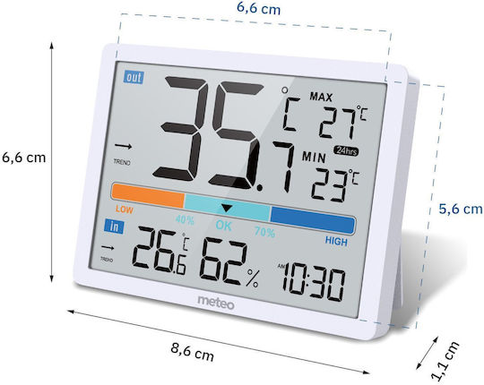 Meteo 05SP109 Drahtlos Wetterstation Digital Tischplatte Weiß