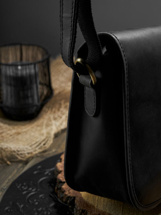 Leder Damentasche Schultertasche Schwarz