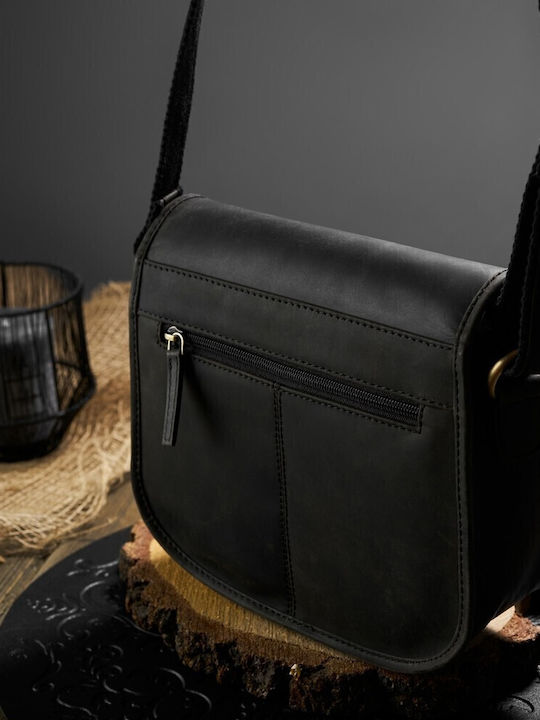Leder Damentasche Schultertasche Schwarz