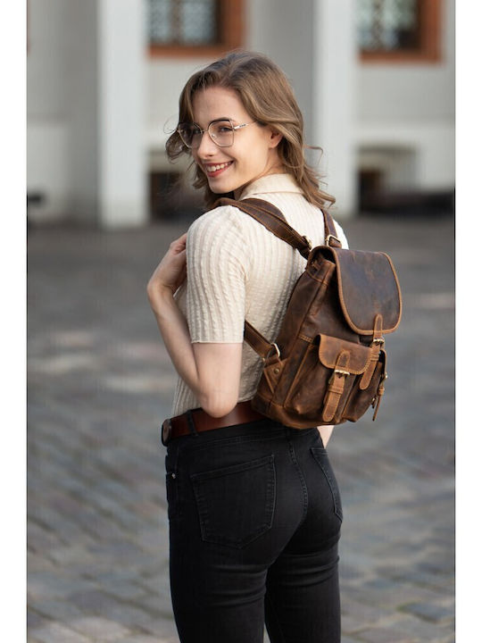 Leder Damentasche Rucksack Braun