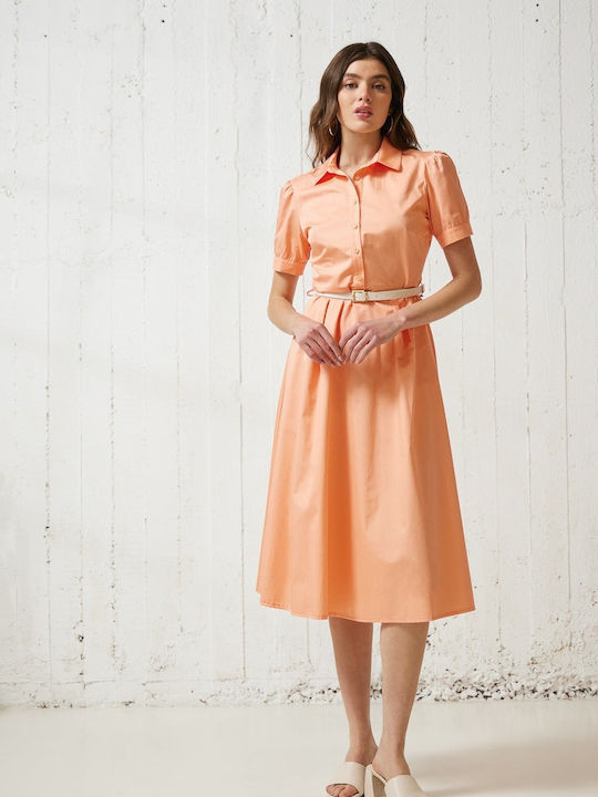 Enzzo Midi Shirt Dress Dress Peach