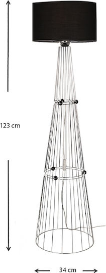 Megapap Filip Floor Lamp H123xW34cm. with Socket for Bulb E27 Black