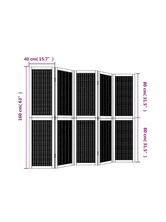 vidaXL Декоративен Параван Дървен с 5 Панела 175x160см
