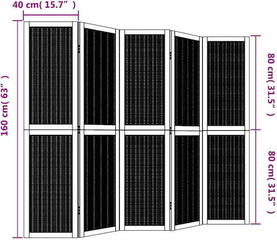vidaXL Dekorativer Raumteiler Hölzernes mit 5 Paneelen 175x160cm