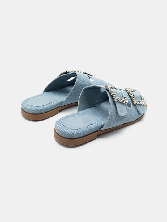 Luigi Damen Flache Sandalen in Blau Farbe
