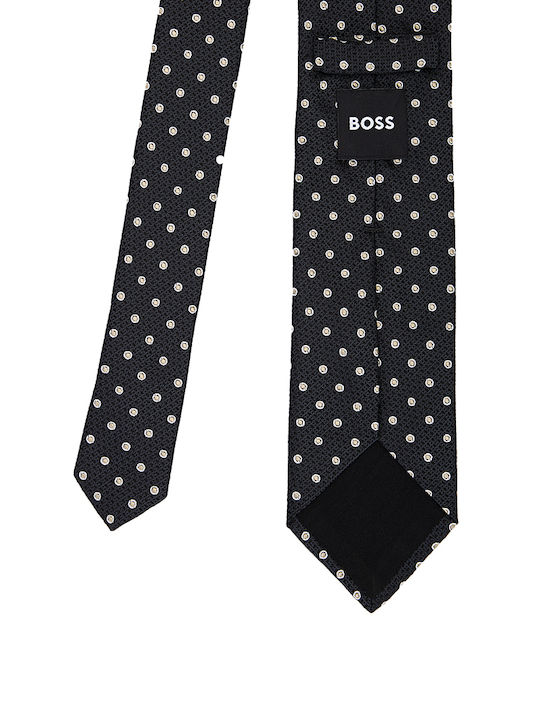 Boss Tie Mixed Design Silk Jacquard Boss Black