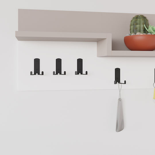 Pakketo Wall Hanger Harm Wooden 5 Hooks Brown 65x31x15cm