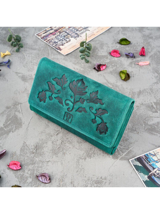 Leather Women's Wallet Classic Green