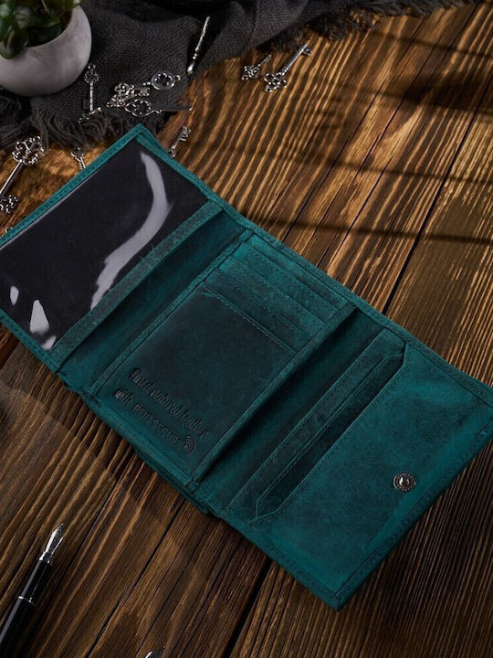 Small Leather Women's Wallet with RFID Green