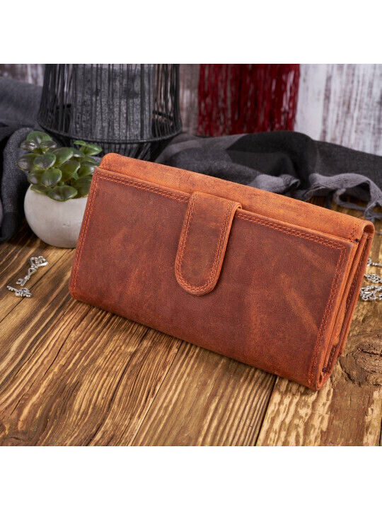 Leder Damen Geldbörse Klassisch Orange