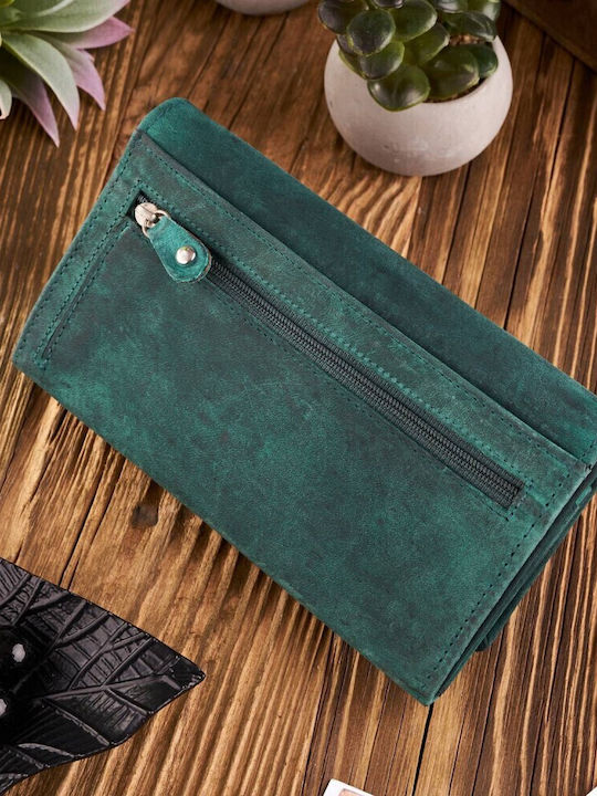Large Leather Women's Wallet Classic with RFID Green