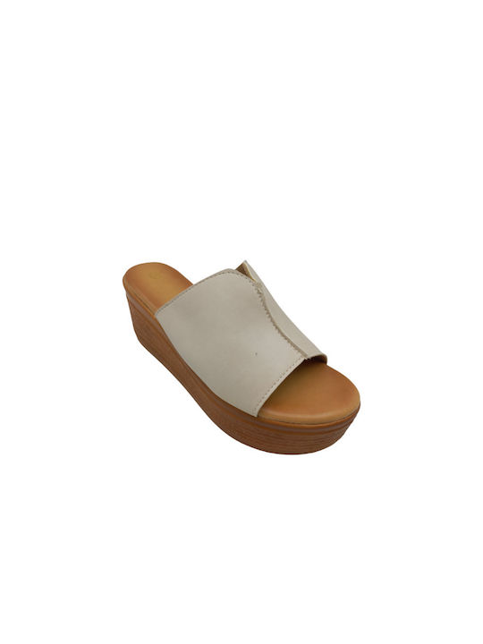 Plato Women's Synthetic Leather Platform Wedge Sandals Beige