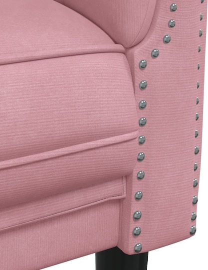 Three-Seater Velvet Pink Couch 203x77x74 cm