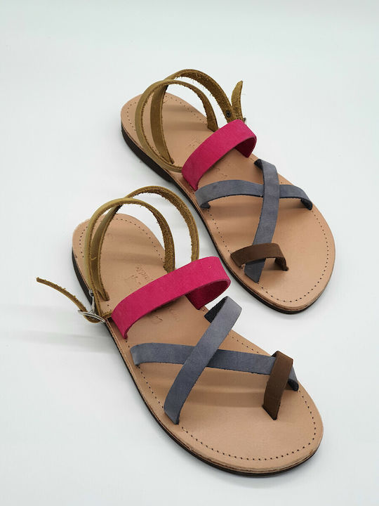 Kypraiosleather Handmade Leather Women's Sandals Fuchsia