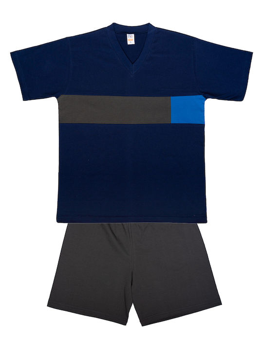 Nina Club Men's Summer Cotton Pajamas Set BLUE