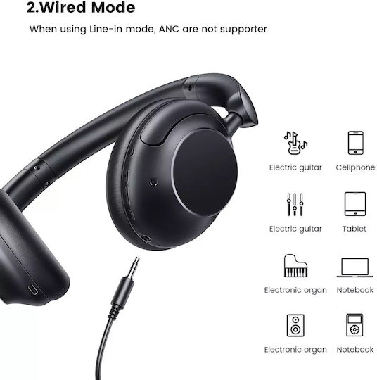 Ugreen HP202 HiTune Max5 Wireless / Wired Over Ear Headphones with 90 hours of Operation and Quick Charge Black