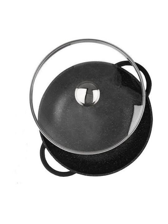 Orion Grande Wok από Αλουμίνιο Με Καπάκι με Επίστρωση από Πέτρα 26cm
