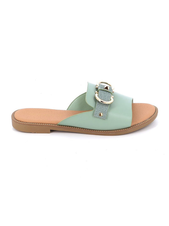 B-Soft Women's Flat Sandals in Green Color