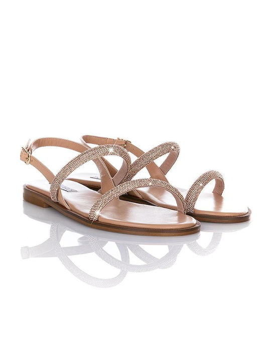 Sofia Manta Leather Women's Flat Sandals in Pink Color