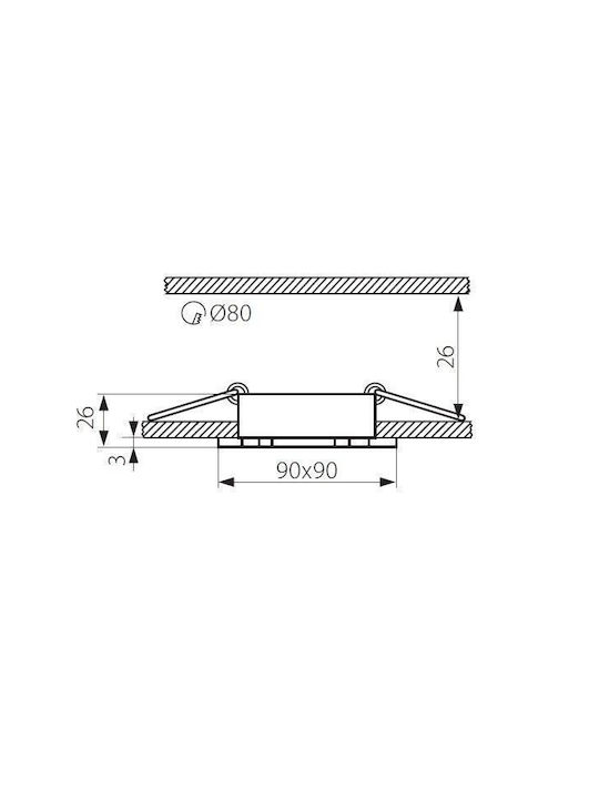 Kanlux Pătrat Metalic Cadru pentru Spoturi GX5.3 Negru 9x9cm. 1buc