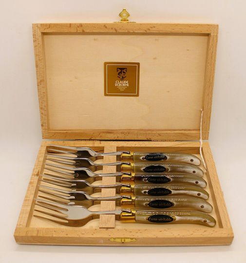 Claude Dozorme Laguiole Set of Forks Fruit/Dessert Beige 6pcs