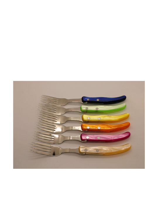 Claude Dozorme Inox Table Fork Set Arc En Ciel Laguiole 6pcs