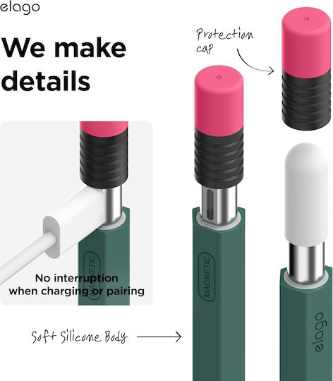 Elago Stylus Case for Apple Pencil USB-C in Midnight Green color