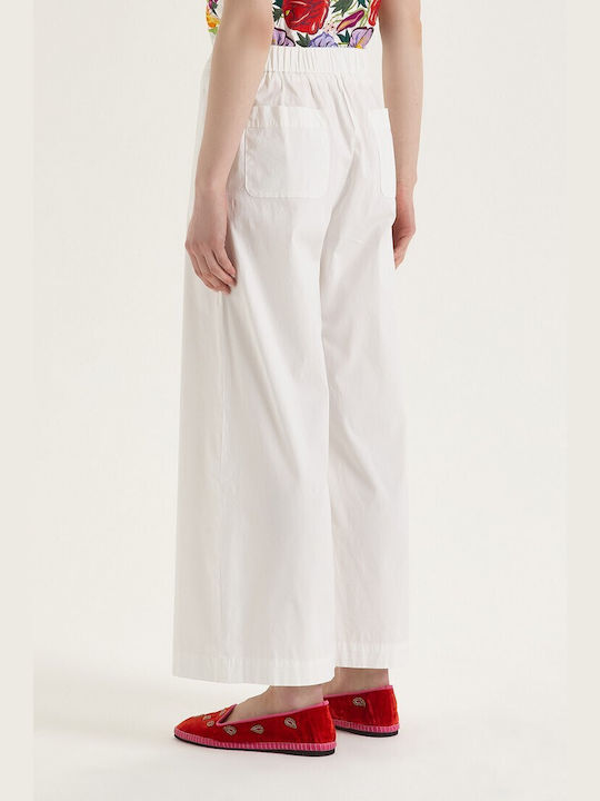 Maliparmi Women's Cotton Trousers with Elastic White