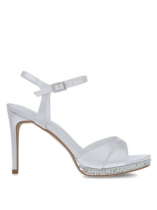 Menbur Women's Sandals White with High Heel