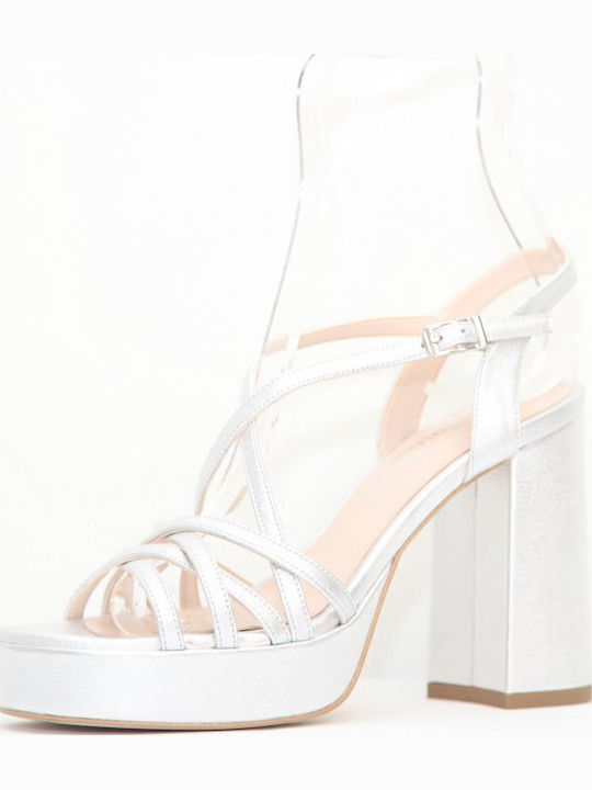 Makis Fardoulis 742-01a Women's High Heel Sandal Silver Leather