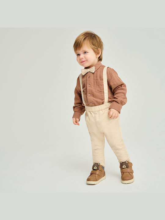 Cool Club Baby Bodysuit Set Long-Sleeved with Pants White and Grey