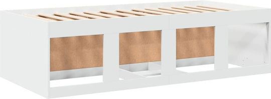 Single Wooden White Sofa Bed with Slats for 75x190cm Mattress