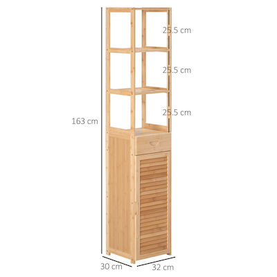 Kleankin Floor Bathroom Column Cabinet L32xD30xH163cm Blue