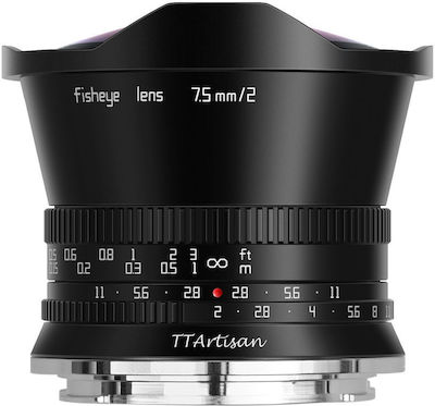 TTArtisan Crop Φωτογραφικός Φακός 7.5mm F/2 Fisheye για Fujifilm X Mount Black