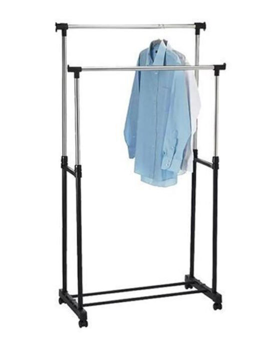 Wheeled Floor Garment Rack made of Metal Telescopic Black 78x42x94cm