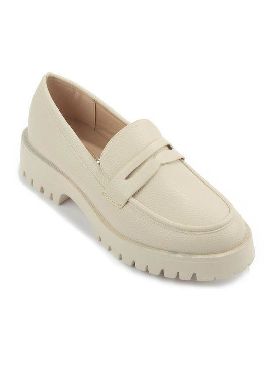 Fshoes Women's Loafers in Beige Color