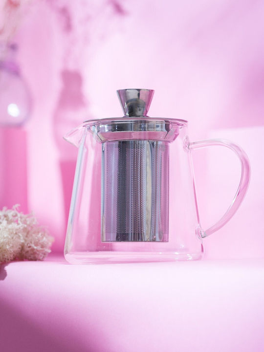 Cristel Ceainic cu Filtru Sticlă Transparent 800ml