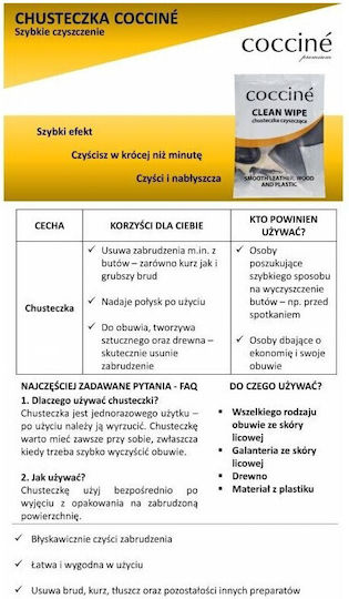 Șervețele pentru curățarea pantofilor 15 buc Coccine 55 001 15c