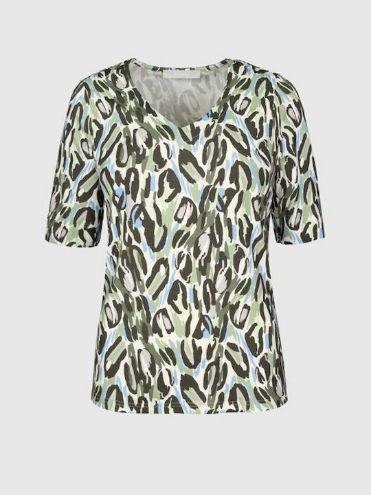 Bianca Di Women's Blouse with V Neckline Green