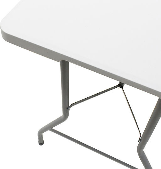 Rodeo Outdoor Dinner Foldable Table with Plastic Surface and Metal Frame White 240x76x74cm