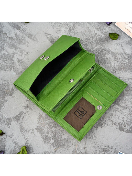 Large Leather Women's Wallet Classic with RFID Green