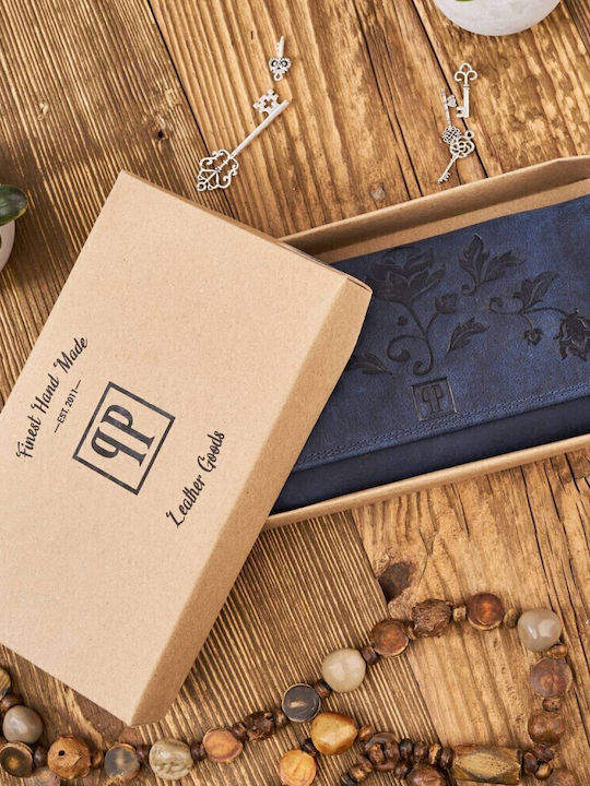 Leder Damen Geldbörse Klassisch mit RFID Marineblau