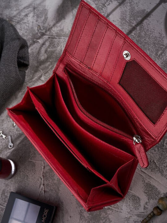 Large Leather Women's Wallet with RFID Red