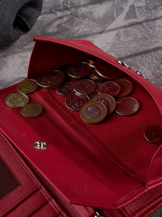 Large Leather Women's Wallet with RFID Red