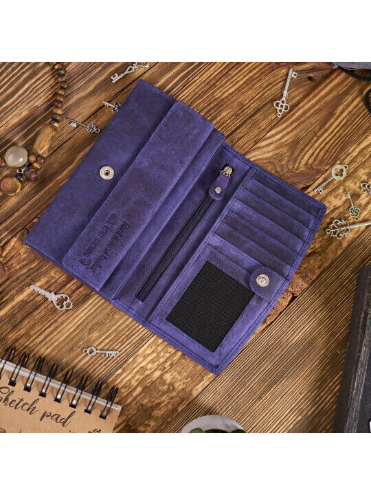 Leather Women's Wallet Classic Navy Blue
