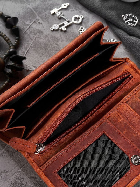 Leather Women's Wallet Classic with RFID Orange