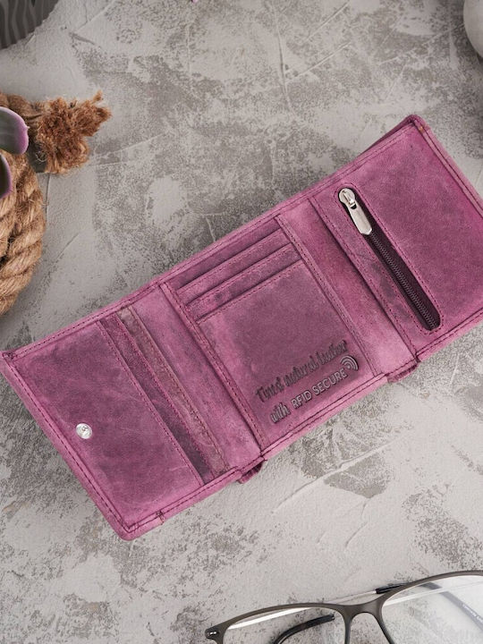Klein Leder Damen Geldbörse Klassisch mit RFID Rosa