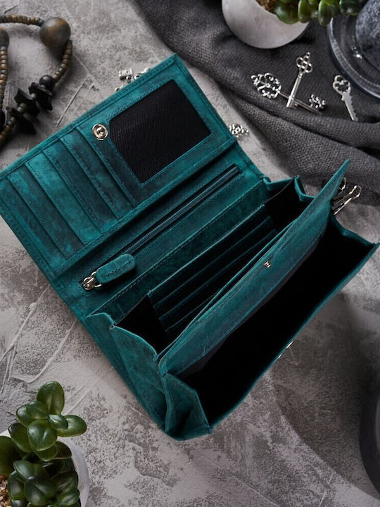 Large Leather Women's Wallet Classic with RFID Green